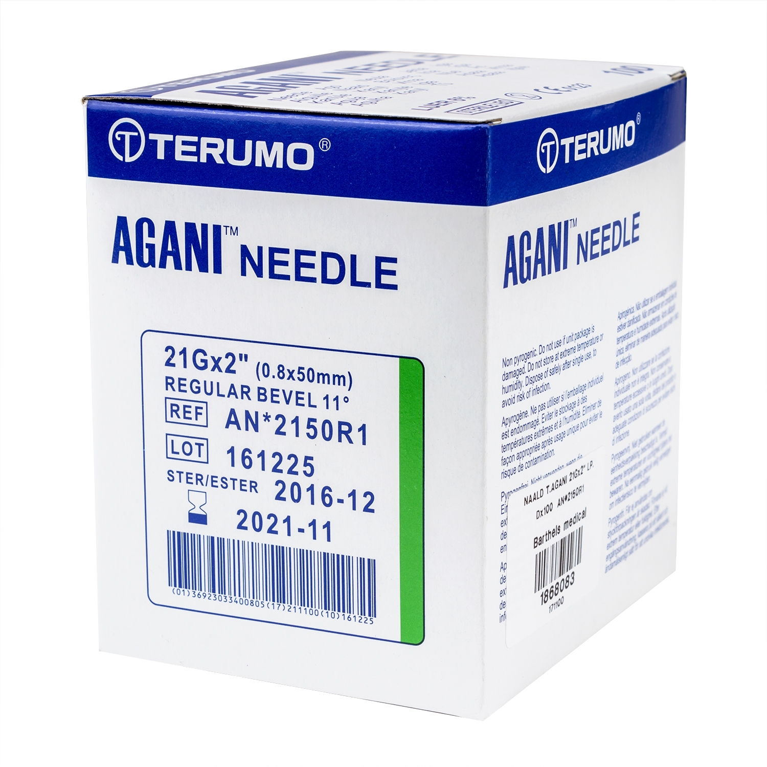 Terumo Agani naald - 21 G x 50 mm - groen (100 st)
