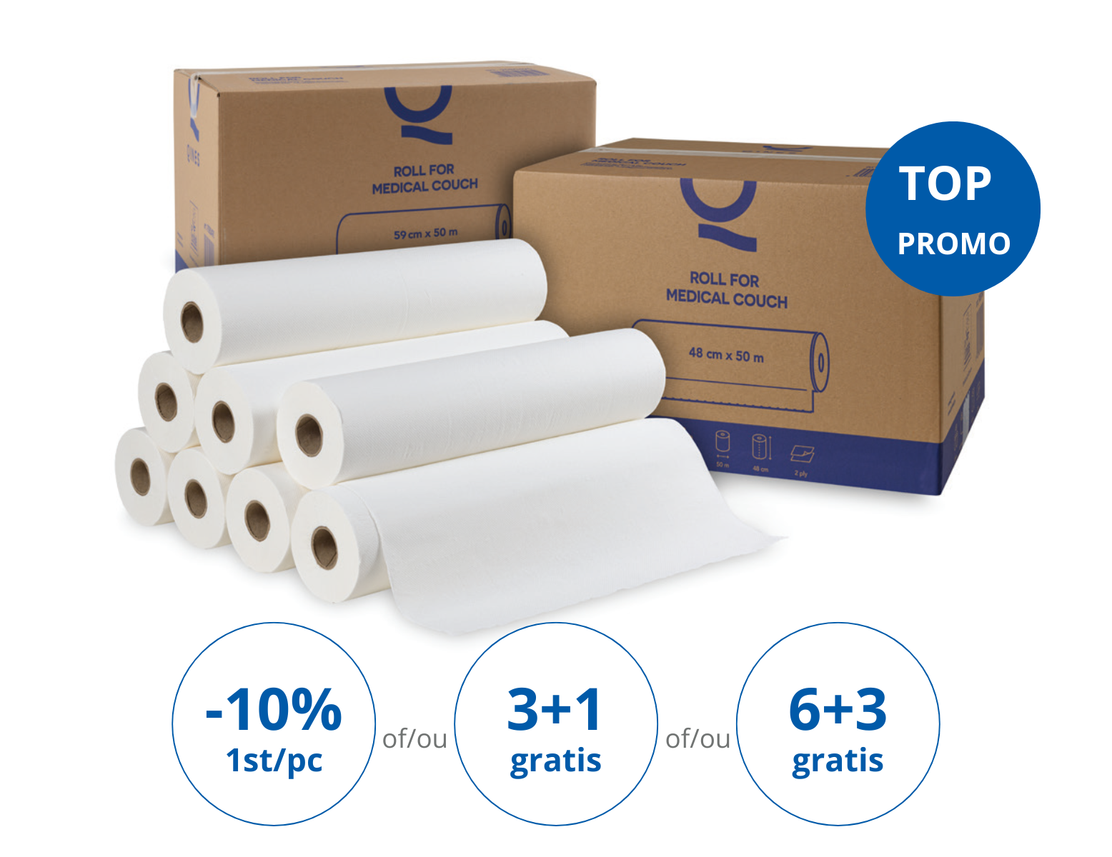 Qines onderzoekstafelpapier / behandeltafel - rol 48 cm x 50 m (8 st)
