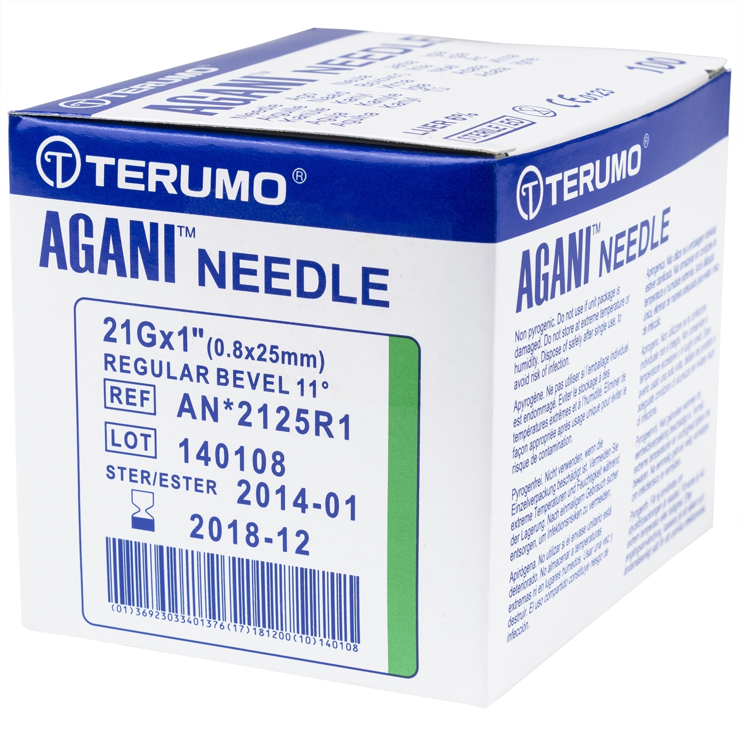 Terumo Agani aiguille - 21 G x 25 mm - vert (100 pcs)