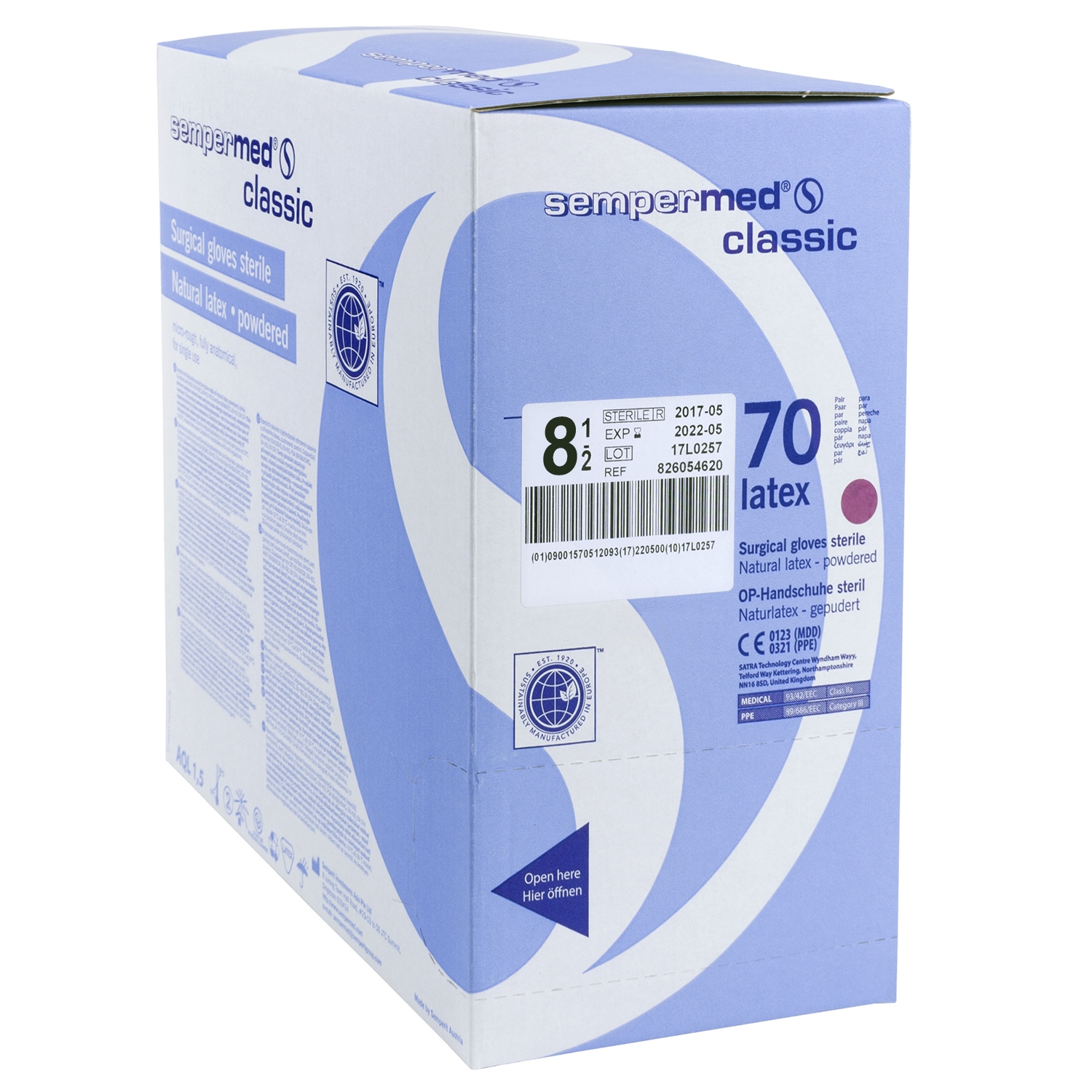 Sempermed gants latex poudrés stériles - 8.5 (70 paires)