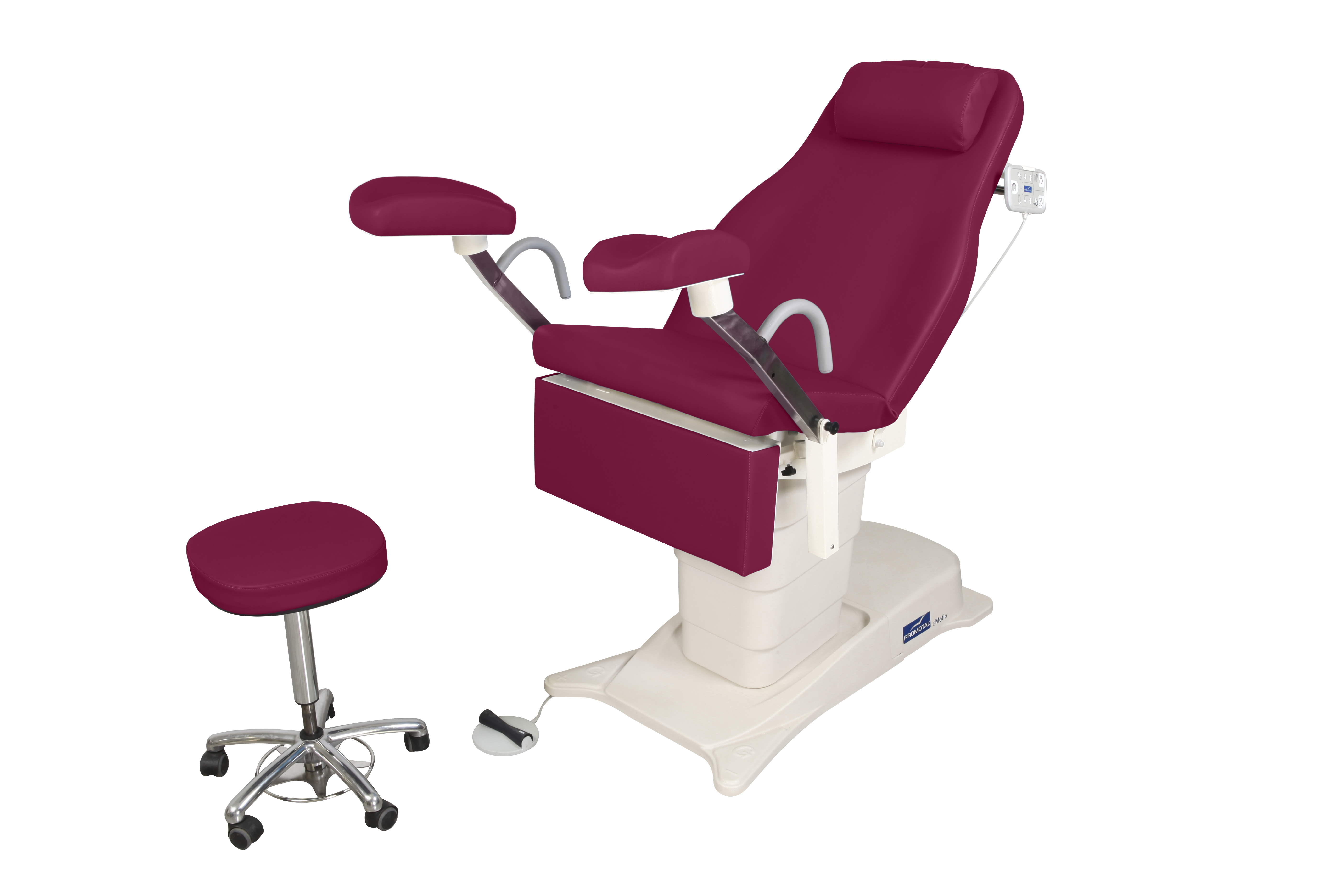 Emotio table d'examen électrique - appui-bras/jambes - tilt gyneco électrique - Fuschia