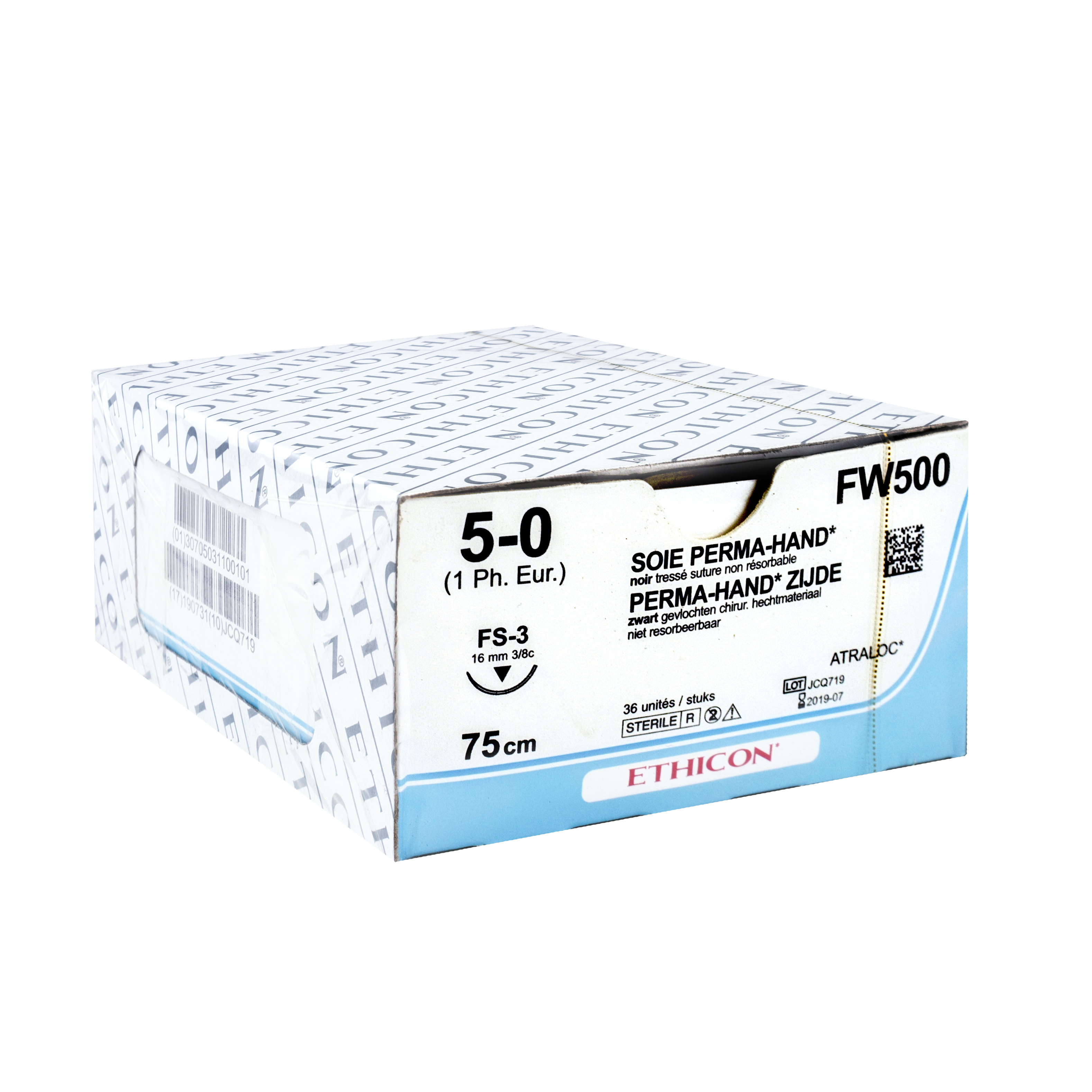 Ethicon Soie - 3-0 - FS-3 - 16 mm - 75 cm - blanc (12 pcs)