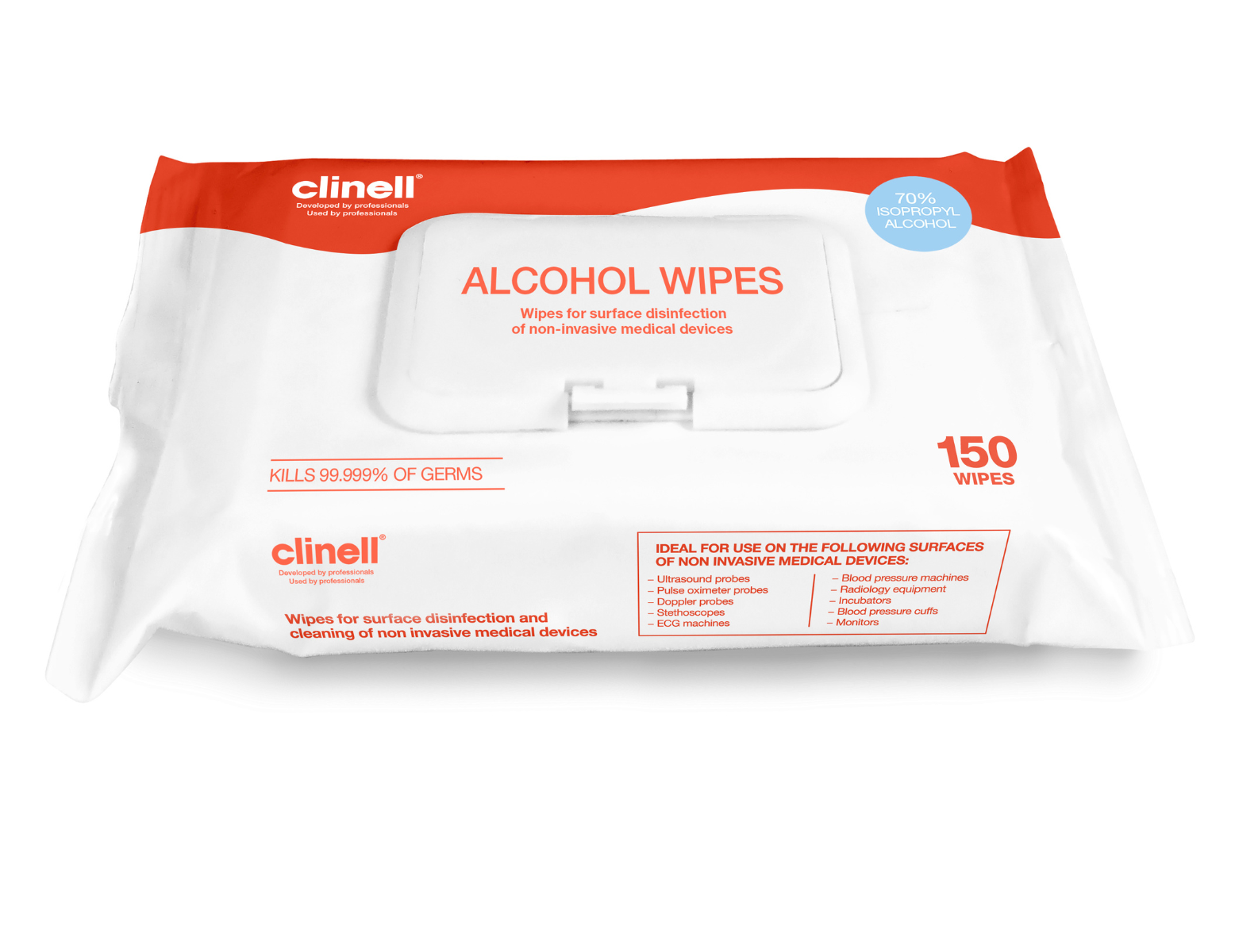 Clinell desinfectiedoekjes medische oppervlakken - met alcohol - wipes (150 st)