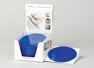 Antislipmat rond Dycem - 14 cm in dispenser blauw - bevat 25 stuks -- NS11/RDM/1