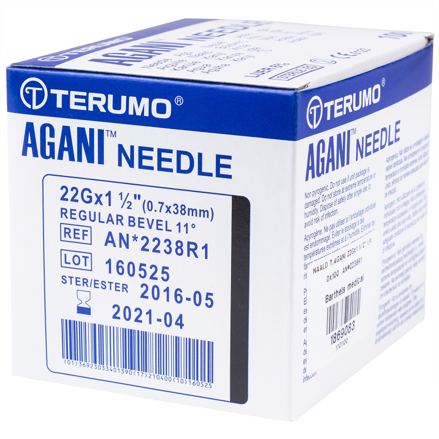 Terumo Agani aiguille - 22 G x 38 mm - noir (100 pcs)