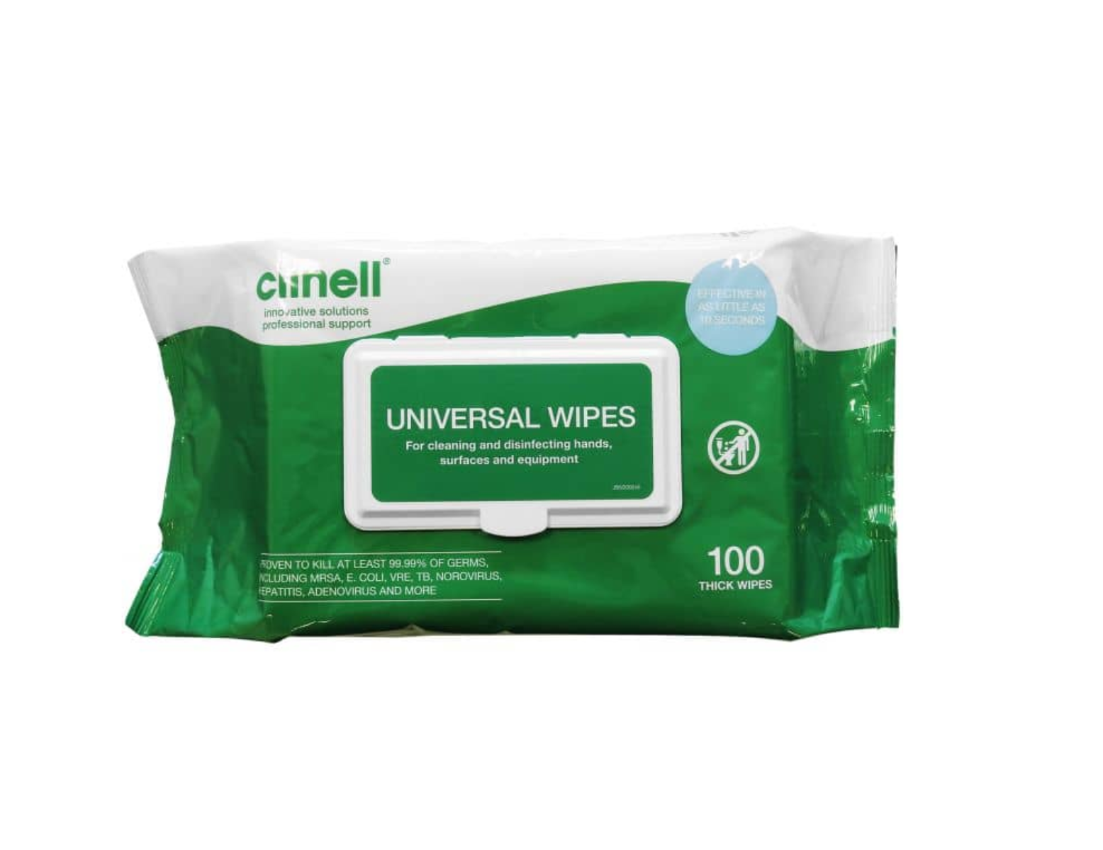 Clinell lingettes désinfectantes surfaces médicales - sans alcool - lingettes épaisses (100 pc)