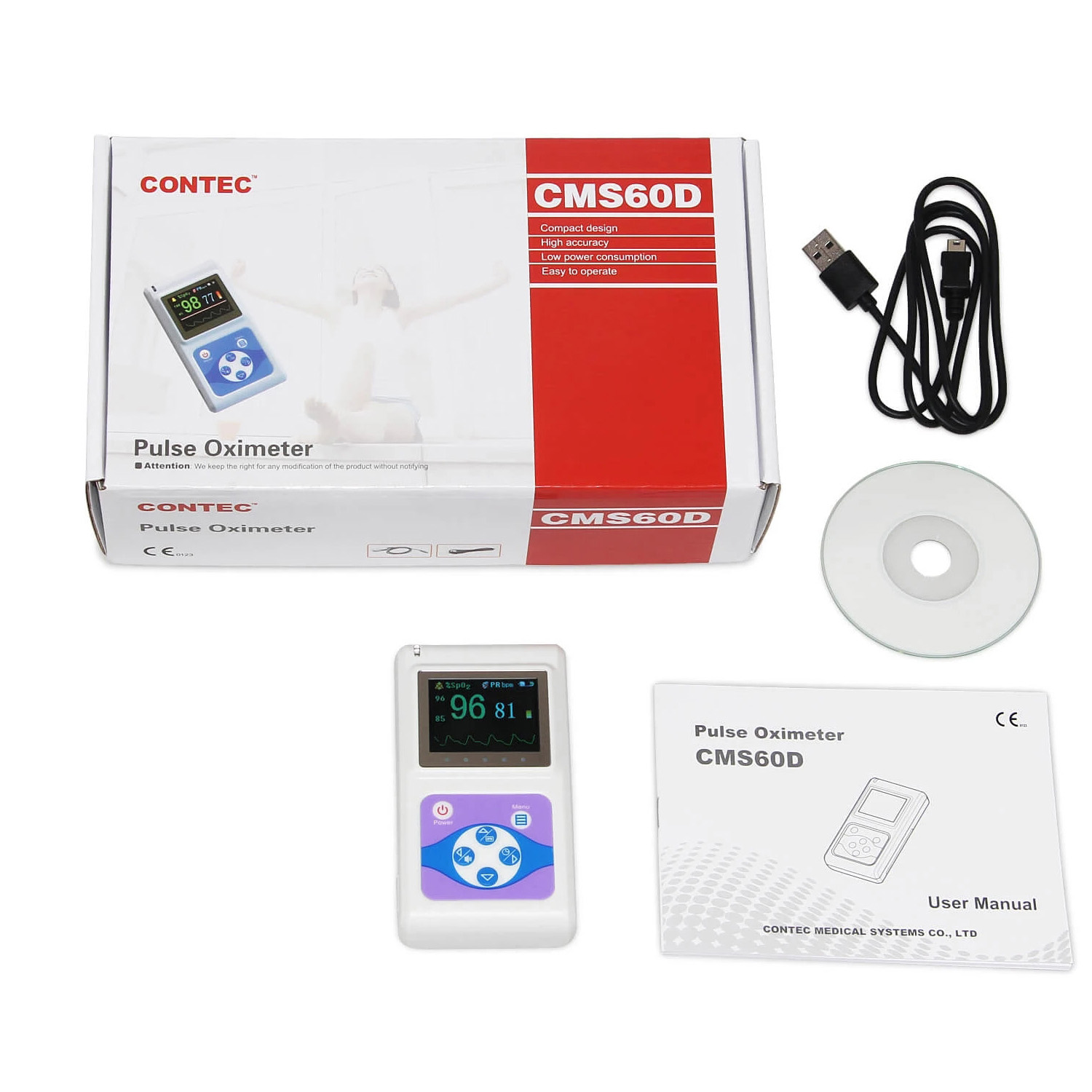 Pulsoximeter CMS60D infant/neonataal Contec + met kabel vingerclip