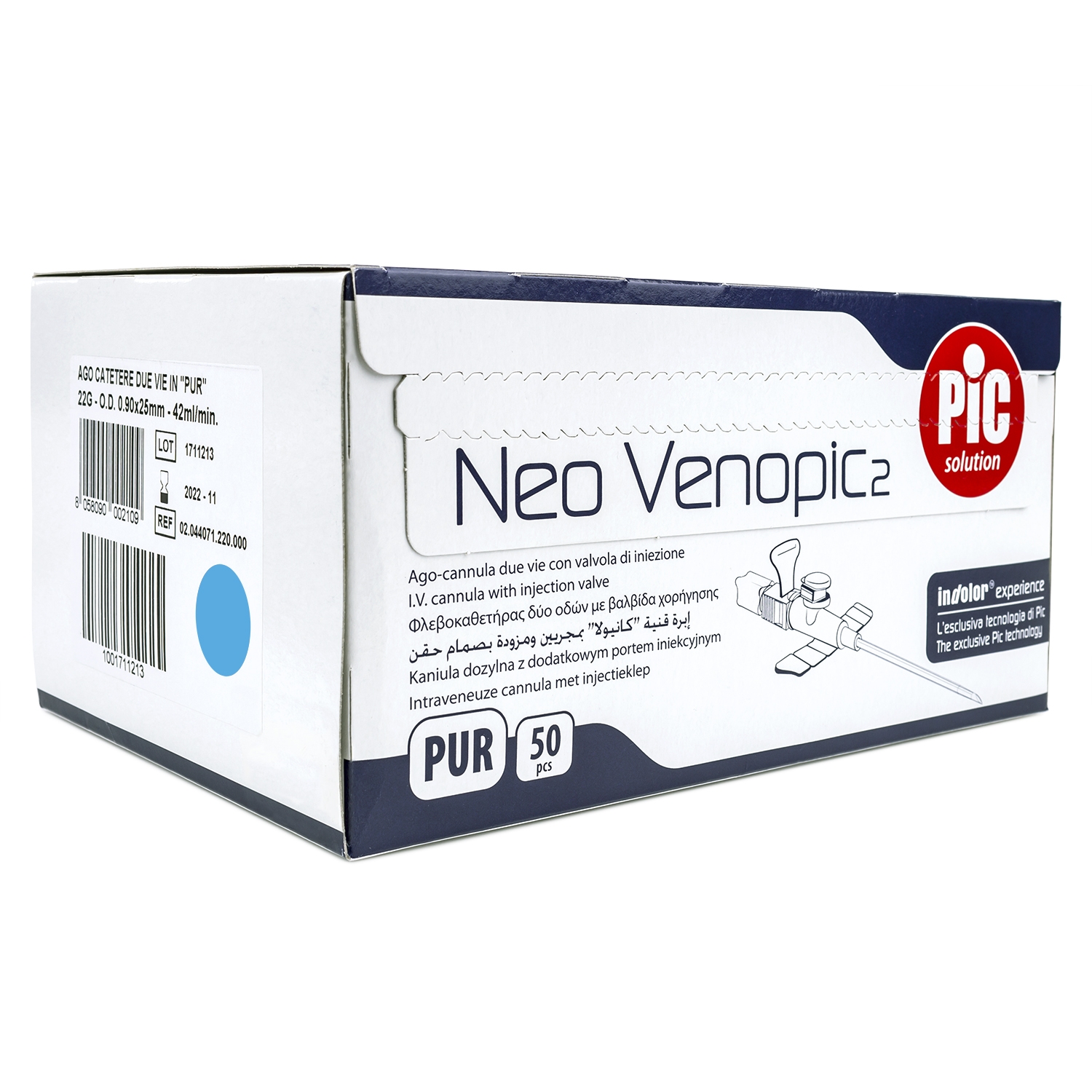 Venopic - 22 g - blauw (50 st)