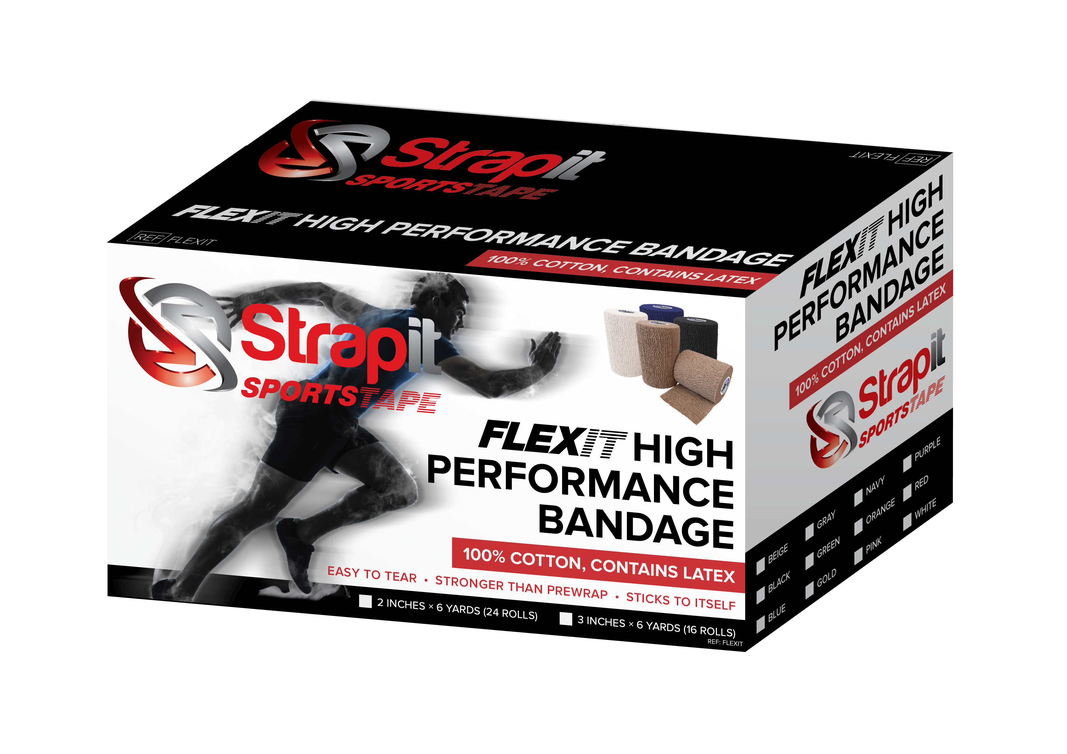Strapit Flexit High Performance Bandage - 7,5 cm x 5,5 m - beige - 16 stuks