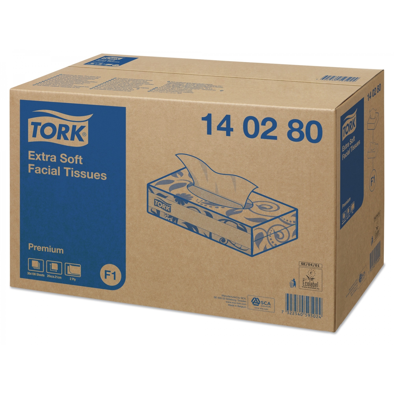 TORK papiers-mouchoirs - 2 couches - carton distributeur (100 pcs)