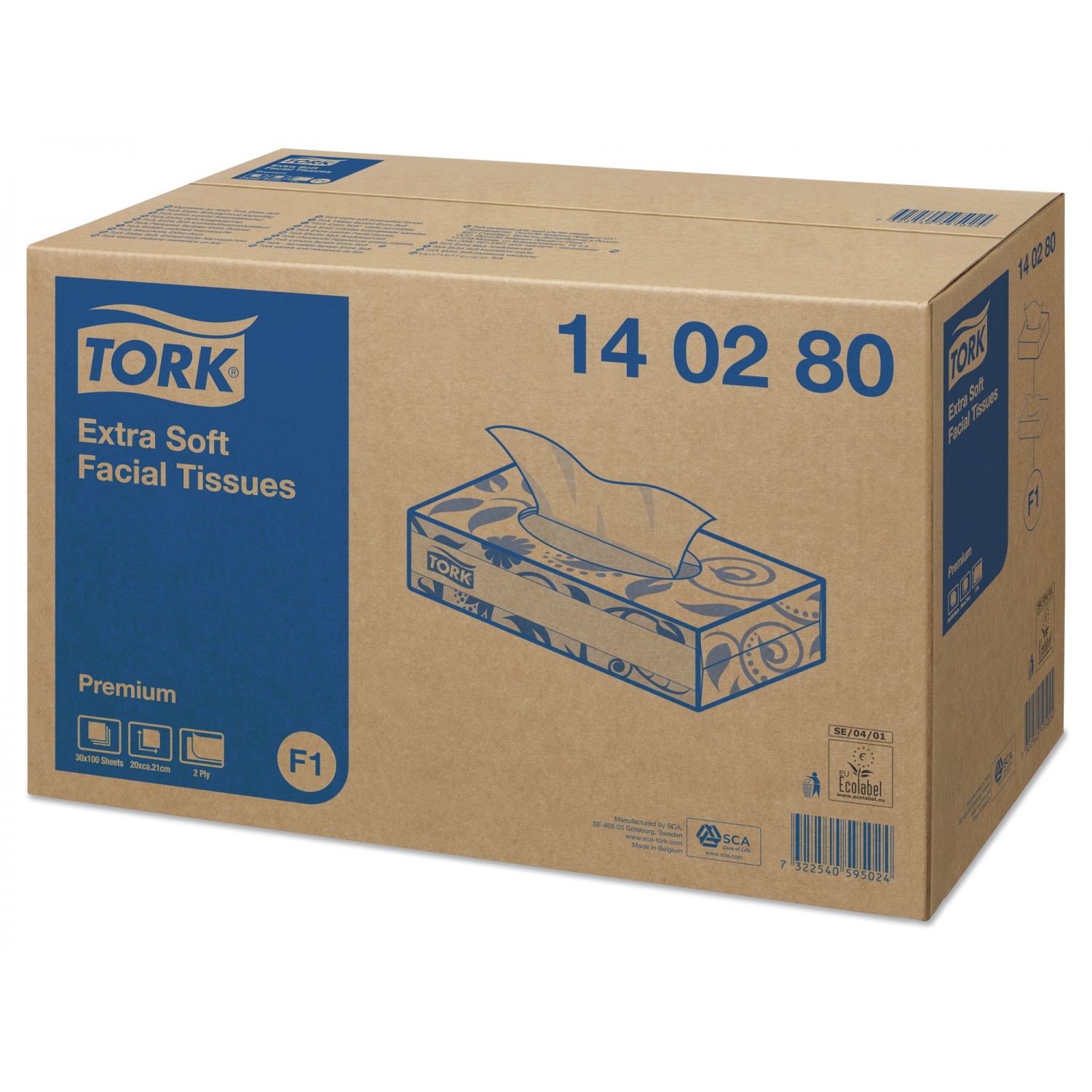 Tork facial tissues F1 in verdeeldoos (100 st)