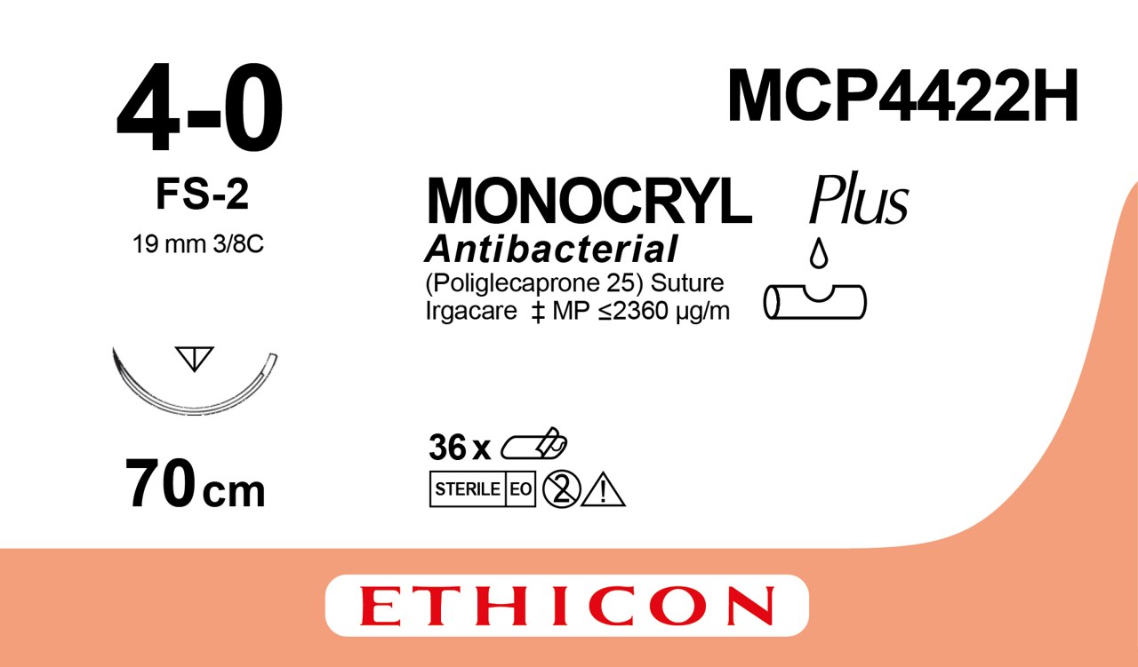 Monocryl Plus - 4-0 - FS-2 - 70 cm - ongekleurd (36 st)