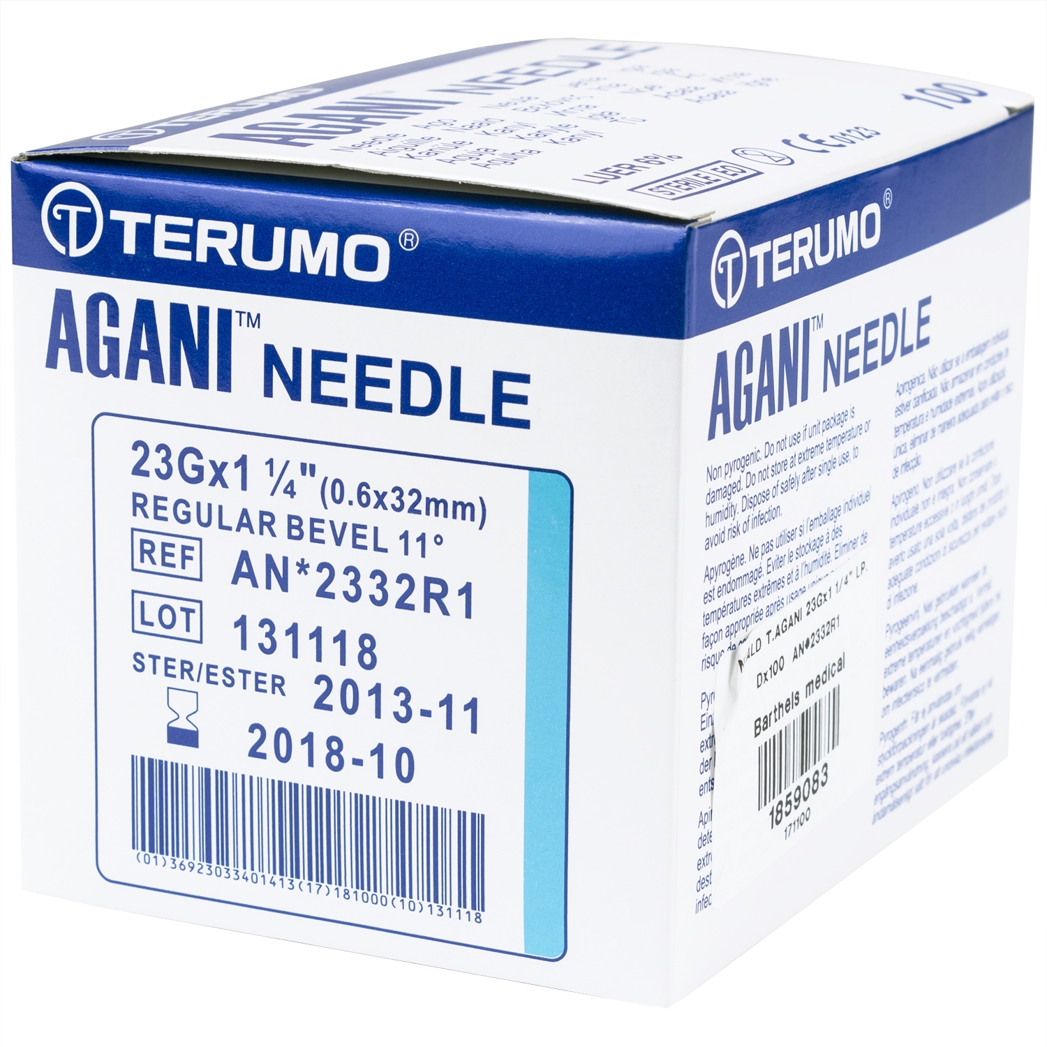 Terumo Agani naald - 23 G x 32 mm - blauw (100 st)